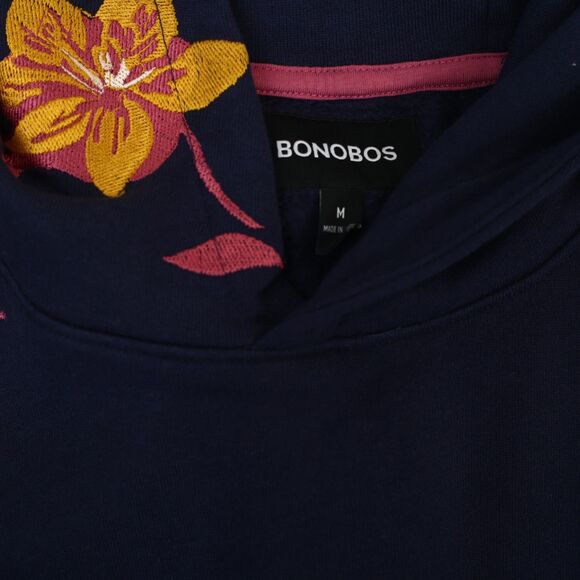 BONOBOS Supersoft Fleece Hoodie Floral Embroidered Long Sleeve Navy M New 283519 - Picture 11 of 11